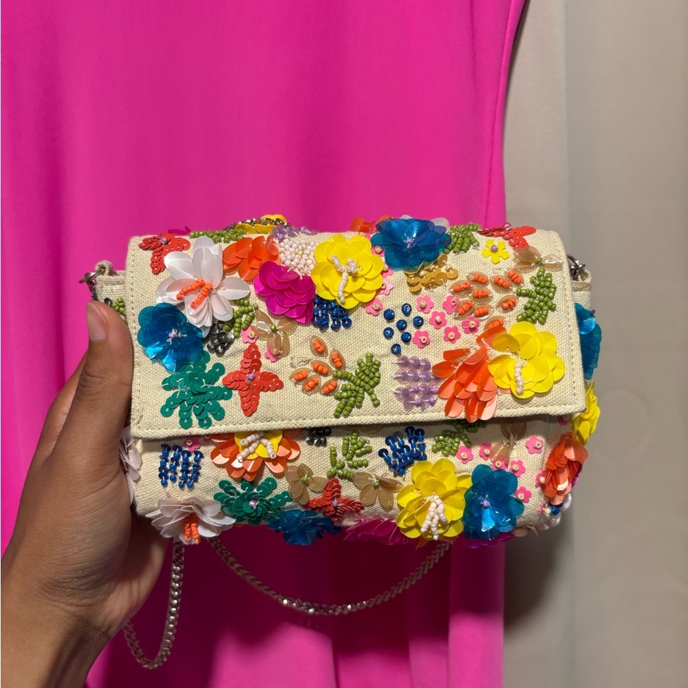 HARD TO FIND VIRAL Beaded Floral Mini Bag